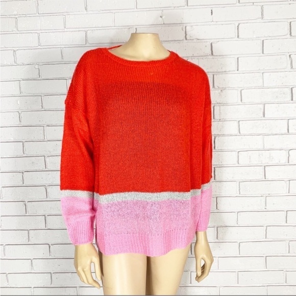 JDY Women’s Red and Pink color pop striped sweater - Picture 5 of 6